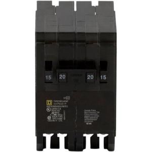 Square D by Schneider Electric Homeline 2 15 Amp Single Pole 1 20 Amp Two Pole Quad Circuit Breaker HOMT1515220CP
