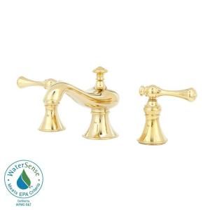 KOHLER Revival 8 in. Widespread 2 Handle Low Arc Bathroom Faucet in Vibrant Polished Brass K 16102 4A PB
