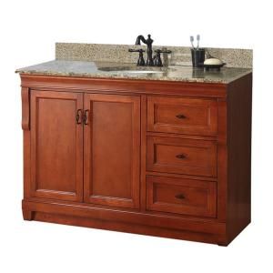 Foremost Naples 49 in. W x 22 in. D Vanity with Right Drawers in Warm Cinnamon with Granite Vanity Top in Quadro NACAQU4922D