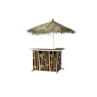 Best of Times Tiki All Weather L Shaped Patio Bar with 6 ft. Umbrella 2001W1304
