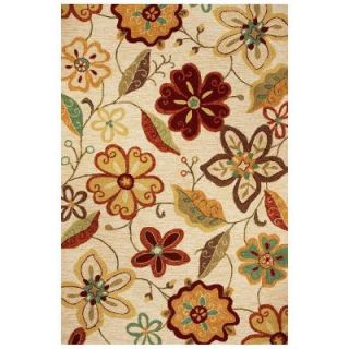 Kas Rugs Floral Sunrise Ivory 3 ft. 3 in. x 5 ft. 3 in. Indoor/Outdoor Area Rug MEI250633X53
