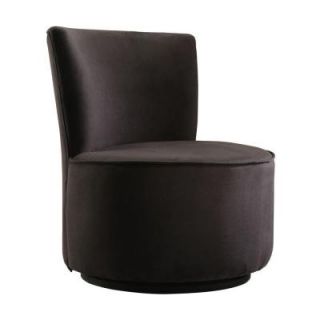 HomeSullivan Black Microfiber Round Swivel Chair 40102S501W