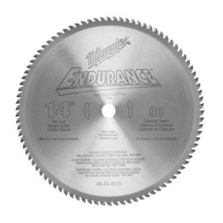 Milwaukee 14 in. x 90 Tooth Dry Cut Carbide Tipped Circular Saw Blade 48 40 4510