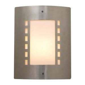 PLC Lighting 1 Light Outdoor Satin Nickel Wall Sconce with Matte Opal Glass CLI HD1873SN