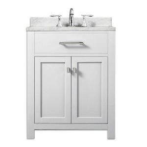Water Creation Madison 24 in. Vanity in Modern White with Marble Vanity Top in Carrara White MADISON24W