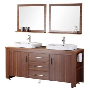 Design Element Washington 72 in. Vanity in Toffee with Wood Vanity Top and Mirror in Toffee DEC083D L