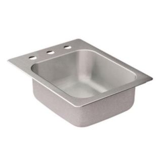 MOEN 2000 Series Drop in Stainless Steel 17x22x7 3 Hole Single Bowl Bar Sink G204573