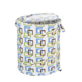 Honey Can Do Large Patterned Pop Open Hamper, Brown and Green Squares HMP 01560