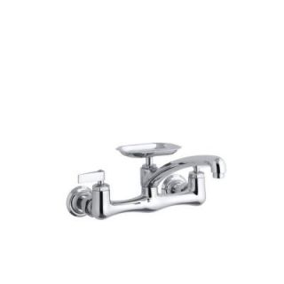 KOHLER Clearwater 8 in. 2 Handle Wall Mount Kitchen Faucet in Polished Chrome K 7855 4 CP