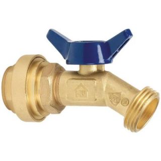 Homewerks Worldwide 3/4 in. Brass Quarter Turn No Kink Hose Bibb with Push Fit Connections No Lead P183 8 34