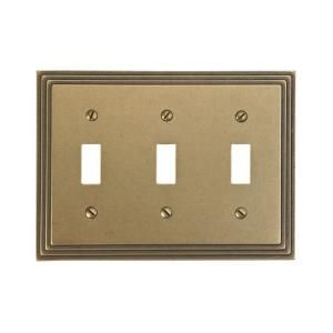 Amerelle Steps 1 Toggle Wall Plate   Rustic Brass 84TTTRB