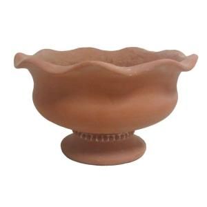 7 in. H Polyclay White Washed Terra Cotta Finish Beaded Low Urn PS6045WWTC