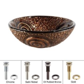 KRAUS Glass Vessel Sink in Luna with Pop up Drain and Mounting Ring in Oil Rubbed Bronze GV 650  ORB