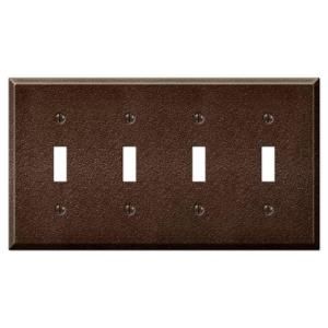 Creative Accents Textured 4 Gang Toggle Wall Plate   Antique Copper 9TAC104