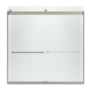 KOHLER Levity 59 5/8 in. W x 59 3/4 in. H Frameless Bypass Tub/Shower Door with Frosted Glass and Towel Bar in Bronze 706006 D3 ABV