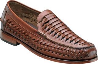 Mens Florsheim Berkley Weave   Cognac Leather Moc Toe Shoes