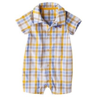 Just One YouMade by Carters Boys Short Sleeve Checked Romper   Yellow/Blue 6 M