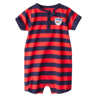 Just One YouMade by Carters Boys Short Sleeve Striped Romper   Orange/Blue 9 M
