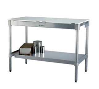 New Age Work Table w/ .63 in Solid Poly Top & Crossrails, 34x48x24 in, Aluminum