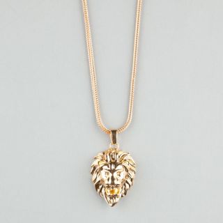 Lion Head Necklace Gold One Size For Men 239713621
