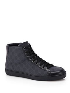 Gucci GG Supreme Canvas High Top Sneakers   Black Graphite