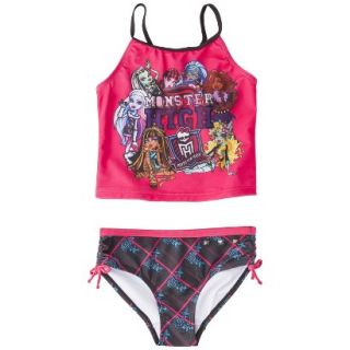 Monster Chic Girls 2 Piece Tankini Swimsuit Set   Raspberry 7 8