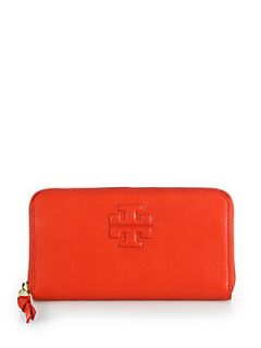 Tory Burch Pebble Leather Continental Wallet   Red