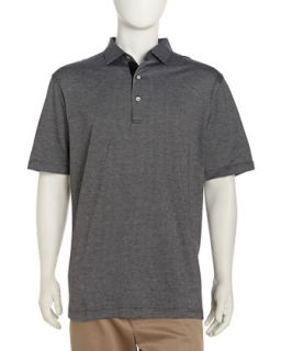 Jacquard Knit Golf Shirt, Black