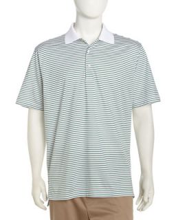Kliffman Striped Golf Shirt, White/Green