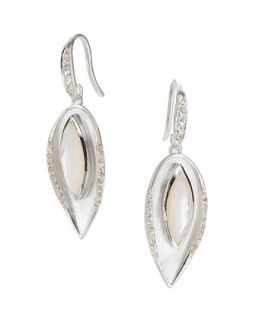 Drew Mother Of Pearl & White Sapphire Leaf Earrings