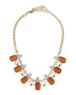 Pearly Crystal Bib Necklace