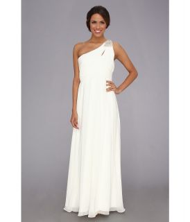 Calvin Klein One Shoulder Gown Womens Dress (White)
