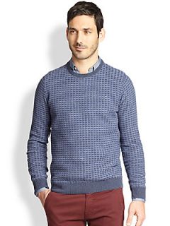 Canali Wool Grid Sweater   Blue