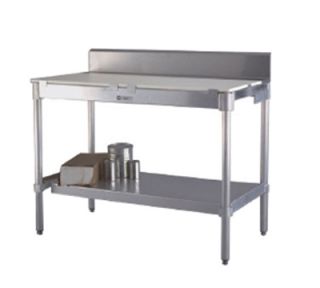 New Age Work Table w/ .63 in Poly Top & 6 in Stainless Splash At Rear, 60x30 in Aluminum