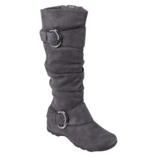 Womens Bamboo By Journee Slouchy Buckle Boots   Grey 9.5W