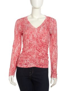 Printed Ruched Front Top