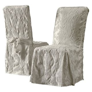 Sure Fit Matelasse Damask Dining Room Chair Slipcover   Linen