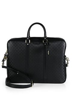 Gucci Diamante Lux Leather Briefcase   Black