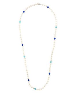 Pearl, Turquoise, and Lapis Necklace