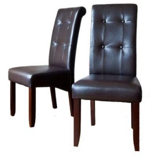 Simpli Home Cosmopolitan Dark Brown Faux Leather Deluxe Tufted Parson Chair (2 Pack) WS5109 4