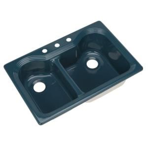Thermocast Breckenridge Drop in Acrylic 33x22x9 in. 3 Hole Double Bowl Kitchen Sink in Verde 46342