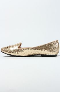 Betsey Johnson Glitter Flat Shoe in Gold