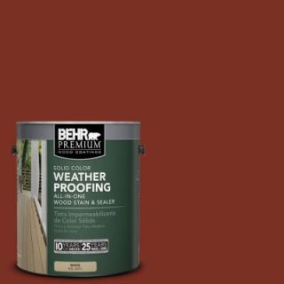 BEHR Premium 1 gal. #SC 330 Redwood Solid Color Weatherproofing All In One Wood Stain and Sealer 501301