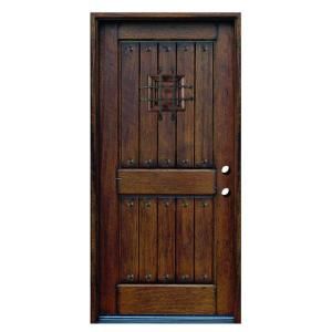 Main Door Rustic Mahogany Type Prefinished Distressed Solid Wood Speakeasy Entry Door SH 904 PH LH