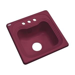 Thermocast Oxford Drop in Acrylic 16x16x7 in. 3 Hole Single Bowl Bar Sink in Loganberry 19367