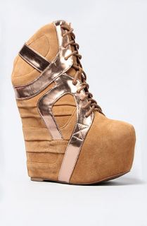 Jeffrey Campbell The Aksana Shoe in Nude Suede and Rose Gold