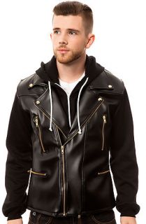 Civil Jacket Leather Combo Hoody in Black