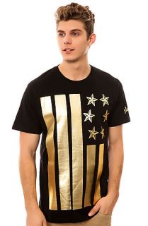 Elwood Tee Gold Flag Crew in Black