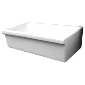 Whitehaus Apron Front Fireclay 36x20x10 0 Hole Single Bowl Kitchen Sink in White WHQ536 WH