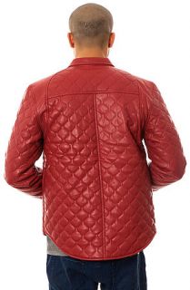 Kite Jacket Quilted Vegan Leather LS Buttondown in Red